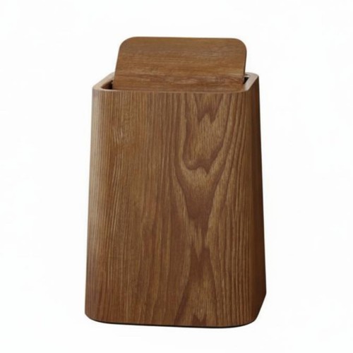 Wood grain trash can - wood,
