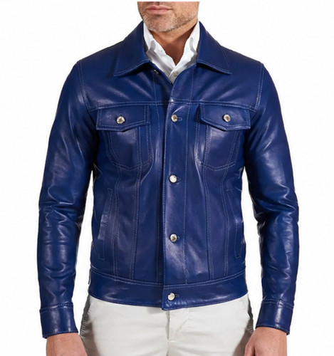 Men blue genuine leather - genuine,