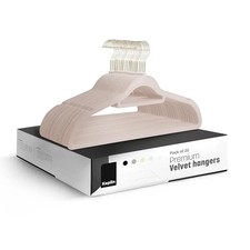 Velvet Hangers 20 Pack - Non-Slip Clothes Hangers with Tie Bar & 360° Hook - Dur