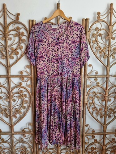 Vintage purple floral cotton - ,