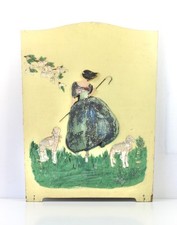 1940s Vintage Fire Screen Panel Little Bo Peep Folk Art Prop Upcycle 61x45cm