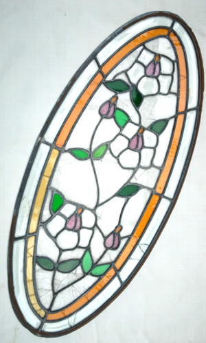 Vintage oval stained glass - vintage,
