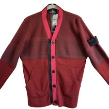 Stone Island Shadow Project Men's Knit Zip-Up Dark Red Wool Blend Cardigan Sz M