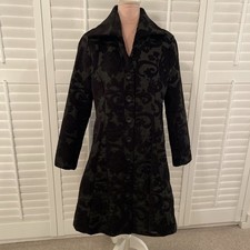 DESIGUAL BLACK CHENILLE FLORAL BROCADE COAT - 44 UK XL 16 - SUPERB CONDITION