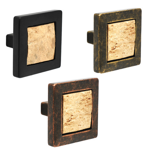 Square black wooden knobs - black,