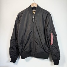 Alpha Industries MA-1 Bomber Jacket Black Large Orange Liner Flight Pilot Coat