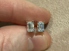 1.0 Carat Lab Created Diamond Emerald Cut Stud Earrings In Platinum Plated 925