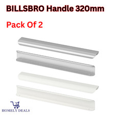 2x IKEA BILLSBRO Handle 320mm Kitchen Cabinet Drawer Door Pulls White And Steel