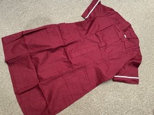 NURSE DRESS NURSES UNIFORM DRESS BURGUNDY WITH PLAIN COLLAR  NEW UK 24