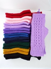 Fingerless Mittens Gloves Wrist Warmer Ladies Hand Knit Various Colours