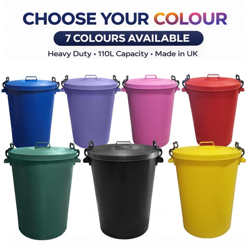 Large 110l plastic bin with - large,