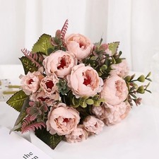 9 Heads Of Peony Flowers Artificial Flowers For Home Wedding Gardening Decor UK