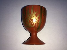 C1920s-30s VINTAGE CHINESE? PAPIER MACHE HAND PAINTED BAMBOO PATTERN EGG CUP