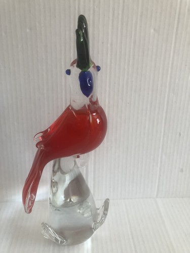 Vtg glass bird parrot - bird,
