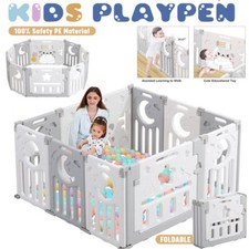 10 Panels Foldable Baby Playpen Kids Child Indoor Safety Activity Center w/ Toy