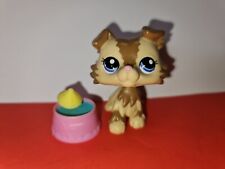 Authentic Littlest Pet Shop Brown Yellow Collie Dog Blue Eyes #2210 Mocha LPS