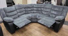 Corner | Roma | Cord | Recliner Sofa With Cupholders | Grey/Blac | FREE DELIVERY