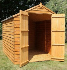 8x6 WOODEN GARDEN SHEDS DOUBLE DOOR APEX WINDOWLESS SHED 8ft x 6ft No Windows