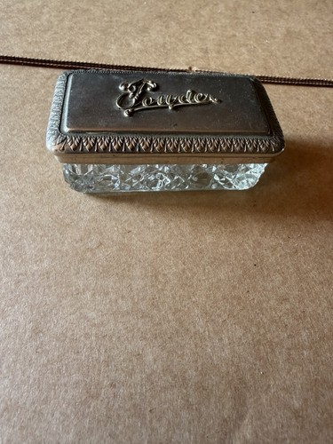 Vintage glass powder box - powder, with