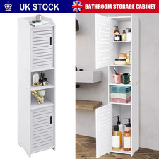 Tall Bathroom Cupboard White Storage Cabinet Slim Narrow Drawers Door Tower Unit