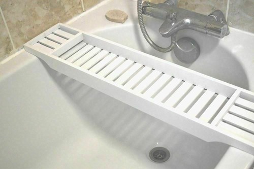 Bamboo bathtub rack - bamboo, white