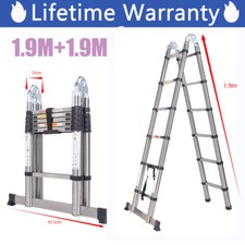 3.8m A Telescopic Ladder Extendable Multi-Purpose Steel Folding Steps Frame