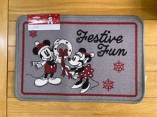 Disney Mickey & Minnie Mouse Christmas Door Mat Rug Inside Use Machine Washable