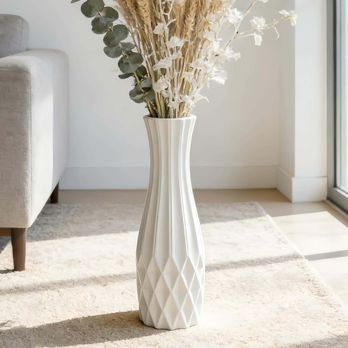 Tall white ceramic floor vase - tall,