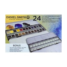 24 Color Watercolor Paint Set with Metal Box and 24 Empty Half Pans