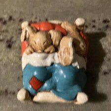 Twins  In Bed Rabbit Figurine