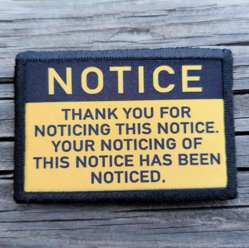 Notice morale patch hook - notice, and