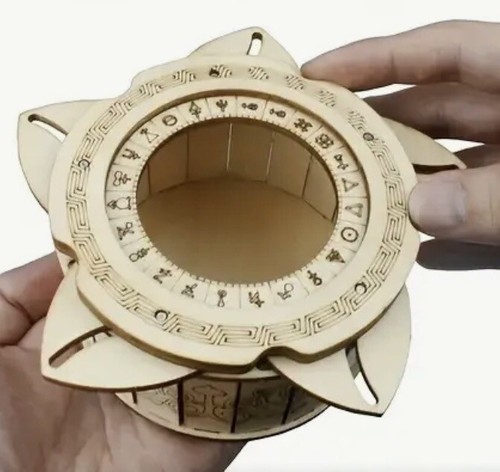 Wooded model round puzzle - round, box
