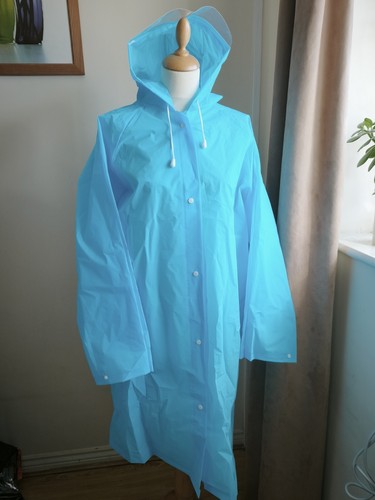 Women blue hooded snap front - blue, snap-front