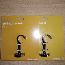 Kimlos B&Q GoodHome ceiling wall brackets for 28mm curtain poles black nickel