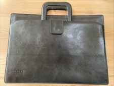 TEXIER PARIS A4 ZIP FOLIO/CASE-BLACK CALF LEATHER-EXTREMELY RARE LUXURY BRAND