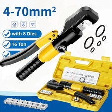 Hydraulic Crimper Set Crimping Tool Wire Battery Cable Lug Terminal 16T 8 Dies
