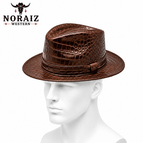 Men brown crocodile - crocodile, embossed