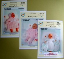 3 DOLLS KNITTING PATTERNS  224, 225, 226 for an 8" doll. By Val Young