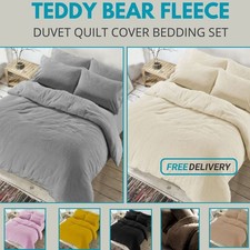 Teddy Bear Fleece Duvet Quilt Cover Soft Cosy Bedding Set & Pillowcases All Size