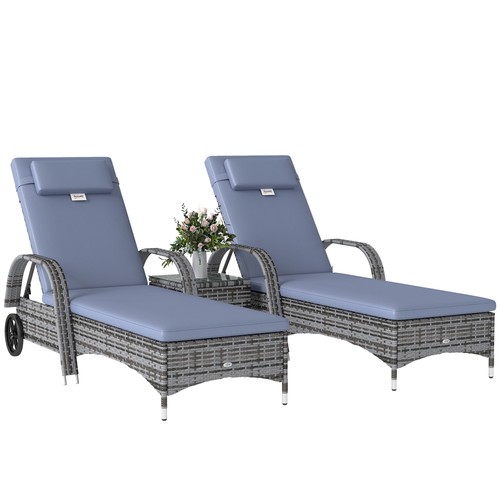 Outsunny pcs rattan lounger - rattan,
