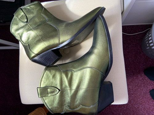 Western green leather ankle - green,
