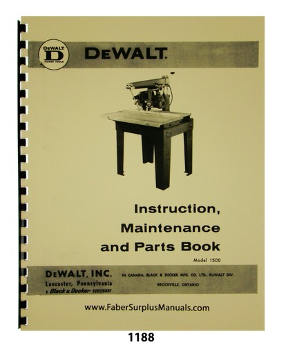 Dewalt model 1500 radial arm - dewalt,