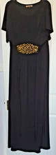 BIBA Stunning  vintage black formal long evening dress  gold rhinestone size 14