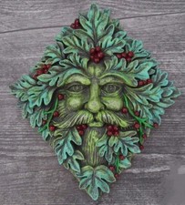 Large Yuletide Green Man Wall Plaque Mould, Latex Rubber Craft Mold Reusable Art