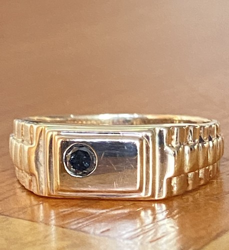 Gents 9ct gold black diamond - gold,
