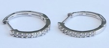 Sparkly 18ct White Gold 0.10ct Diamond Huggie Hoop Earrings 
