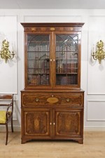 Antique Georgian Secretaire Bookcase Mahogany with Writing Compartment Restored
