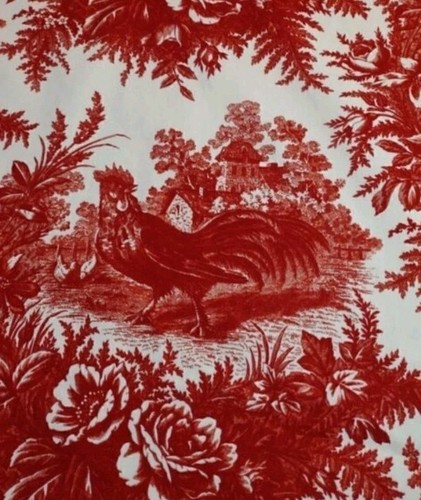 Red toile fabric pastoral - red,