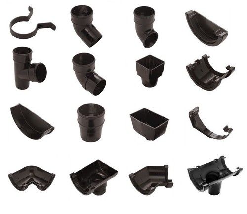 Black round guttering down - guttering,
