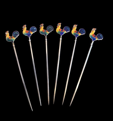 Antique silver cocktail sticks - silver,